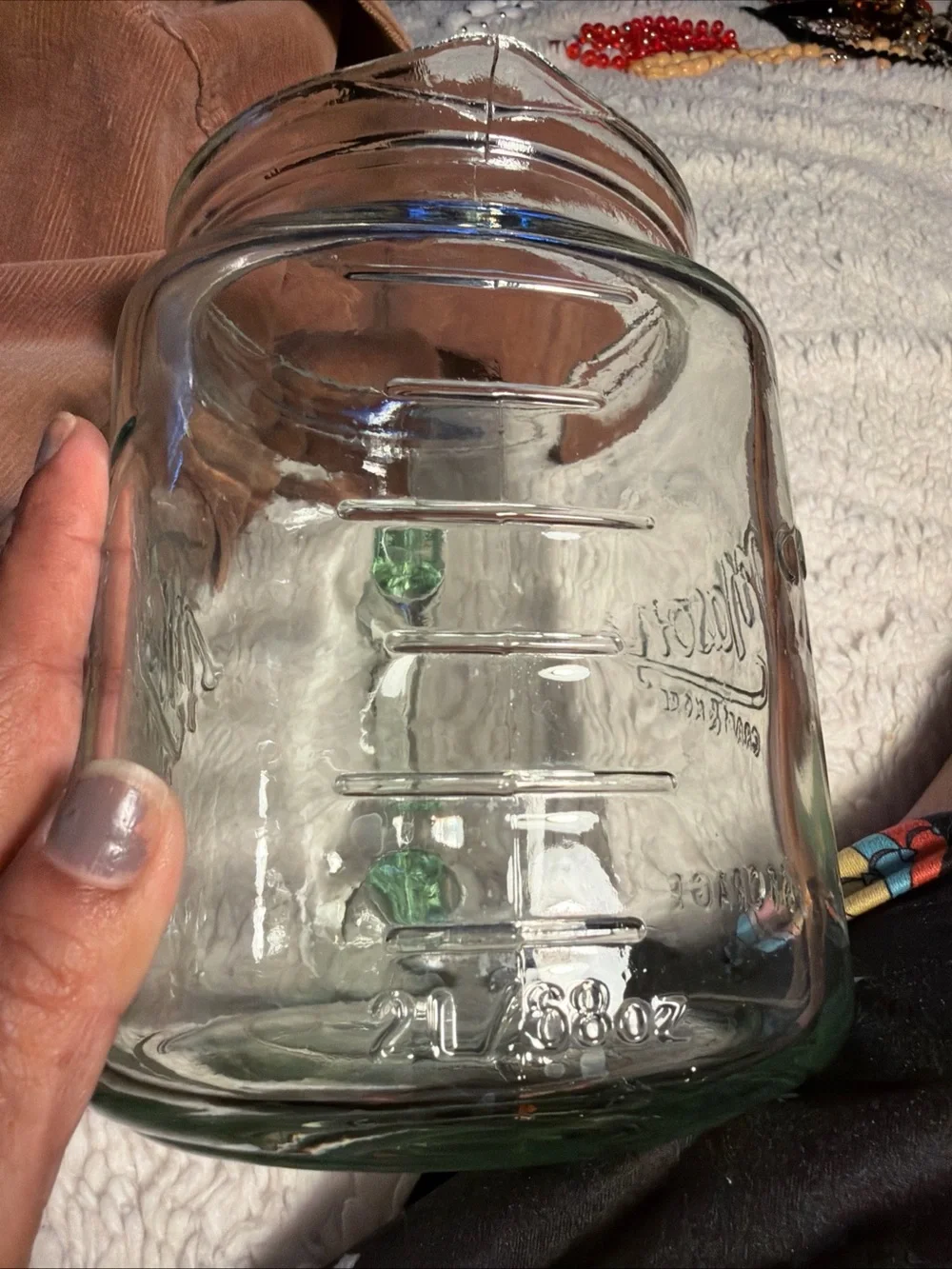 68oz 2L Vtg looking Retro Mason Clear Glass Storage Jar with Handle - Clear